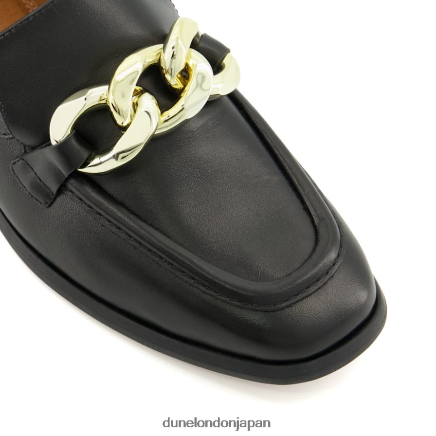 垣間見る チェーントリム ローファー 黒 女性 Dune London 4JB82R92
