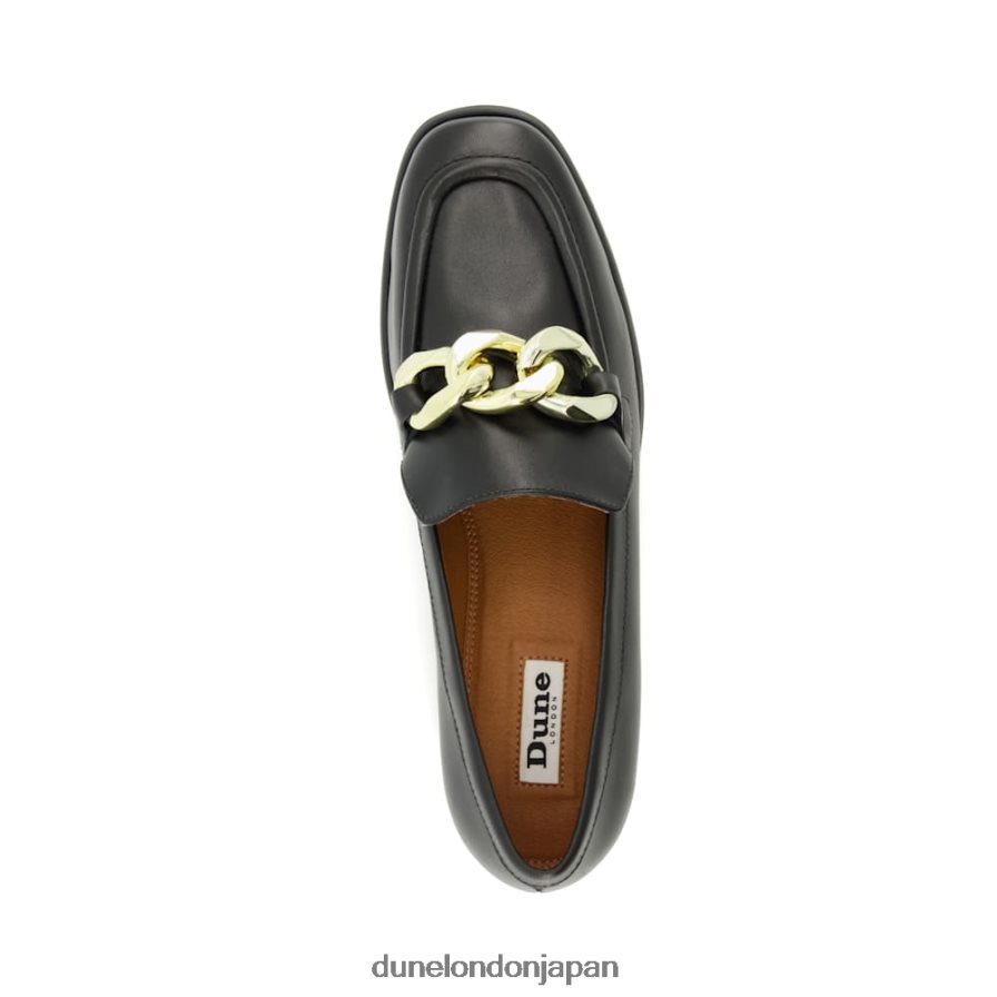 垣間見る チェーントリム ローファー 黒 女性 Dune London 4JB82R92