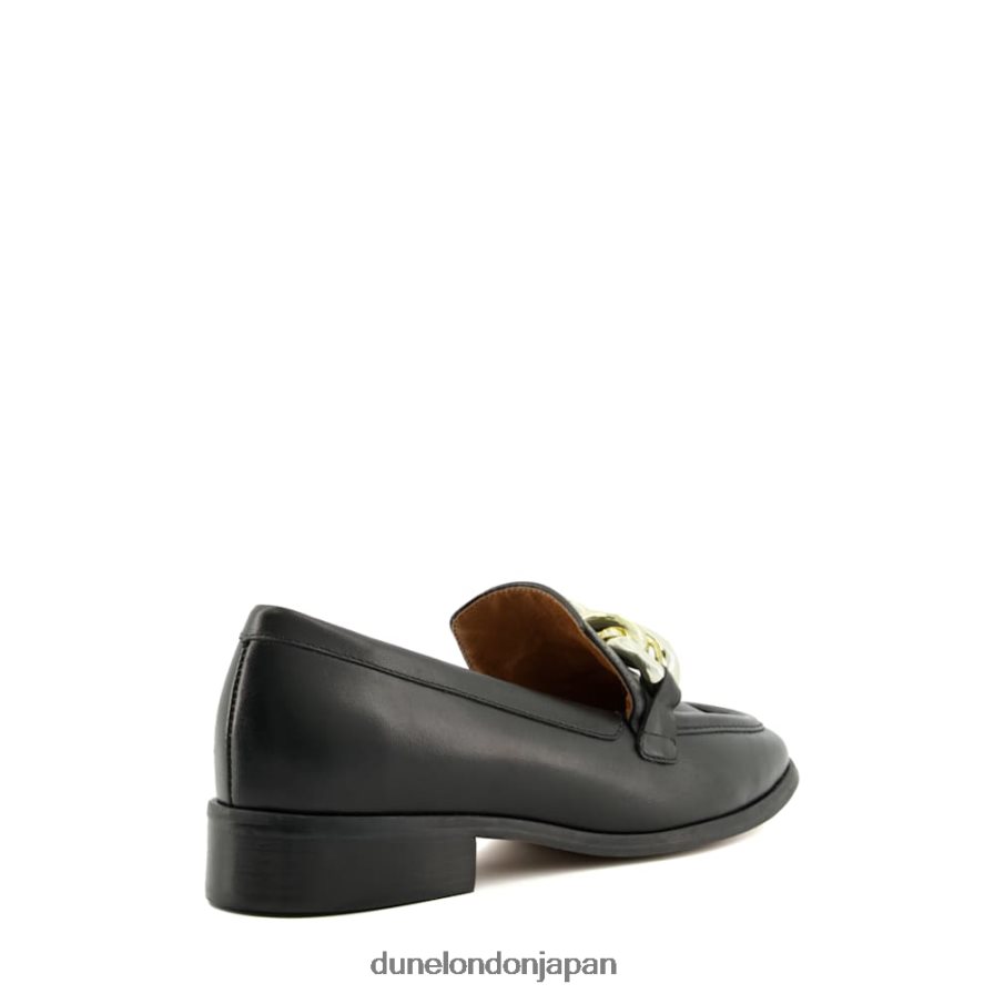 垣間見る チェーントリム ローファー 黒 女性 Dune London 4JB82R92