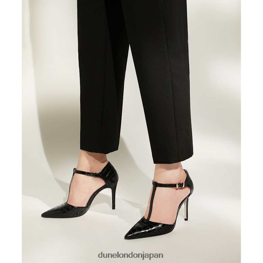 カスタ Tバー クロコエフェクト コート 黒 女性 Dune London 4JB82R257