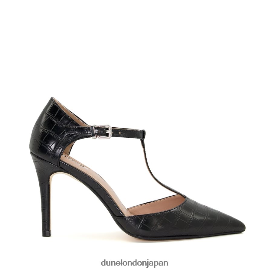 カスタ Tバー クロコエフェクト コート 黒 女性 Dune London 4JB82R257