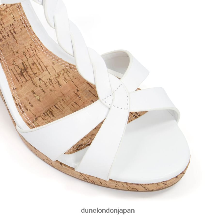 コアラ ワイドフィット プレイト T バー ストラップ コルク ウェッジ 白 女性 Dune London 4JB82R474