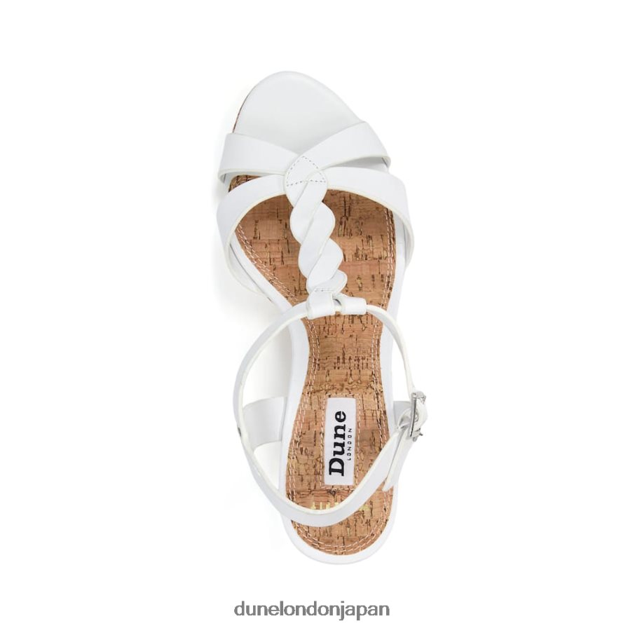 コアラ ワイドフィット プレイト T バー ストラップ コルク ウェッジ 白 女性 Dune London 4JB82R474